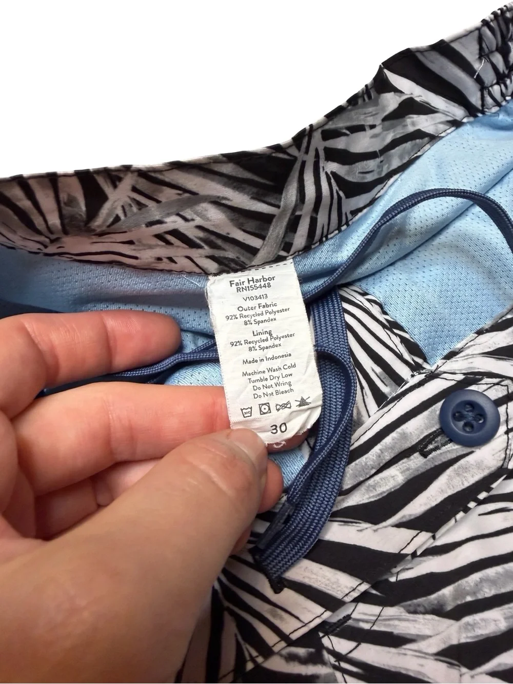🌴🏄 Fair Harbor 5” Board Shorts Size 30 Palm Print Swim Trunks 🏄🌴